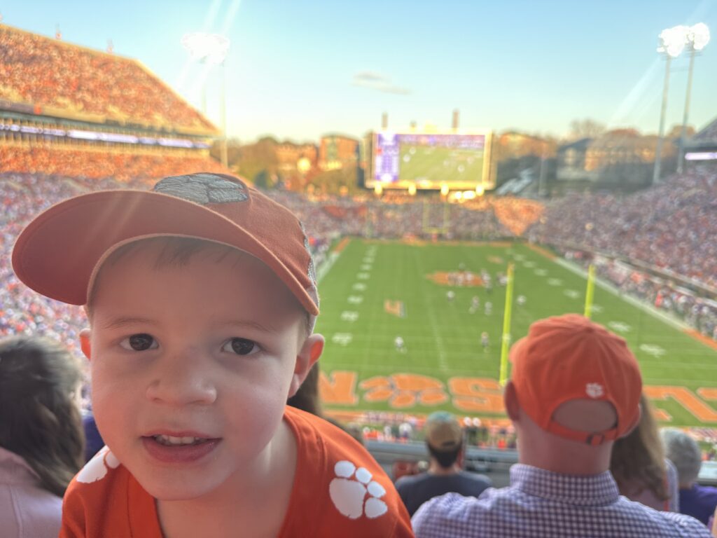 Our littlest team member and biggest Clemson Tiger fan Hunter.