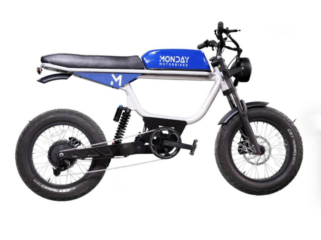 Monday Motorbikes Anza V$ Blue Cafe Racer Style E-Bike